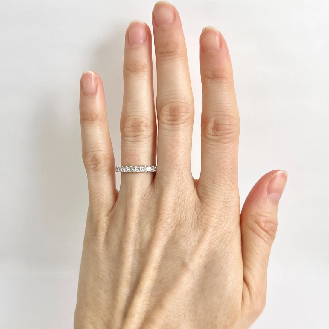 11-Stone Princess Cut Diamond Wedding Band Ring 14K White Gold .62 CTW - 3