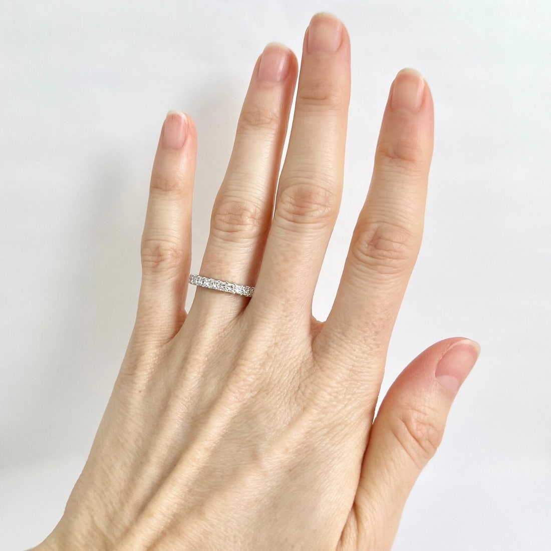 11-Stone Princess Cut Diamond Wedding Band Ring 14K White Gold .62 CTW - 5