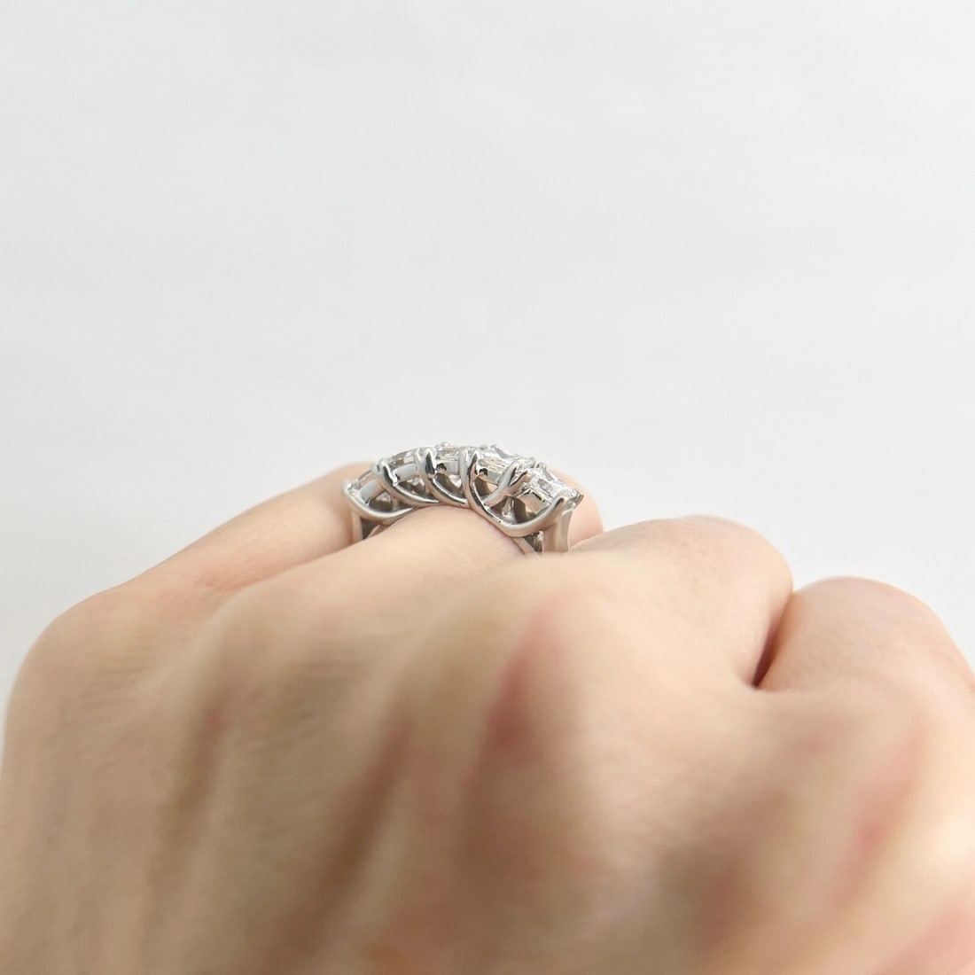 5-Stone Princess Cut Diamond Wedding Band Anniversary Ring 14K White Gold 2.59 T - 4