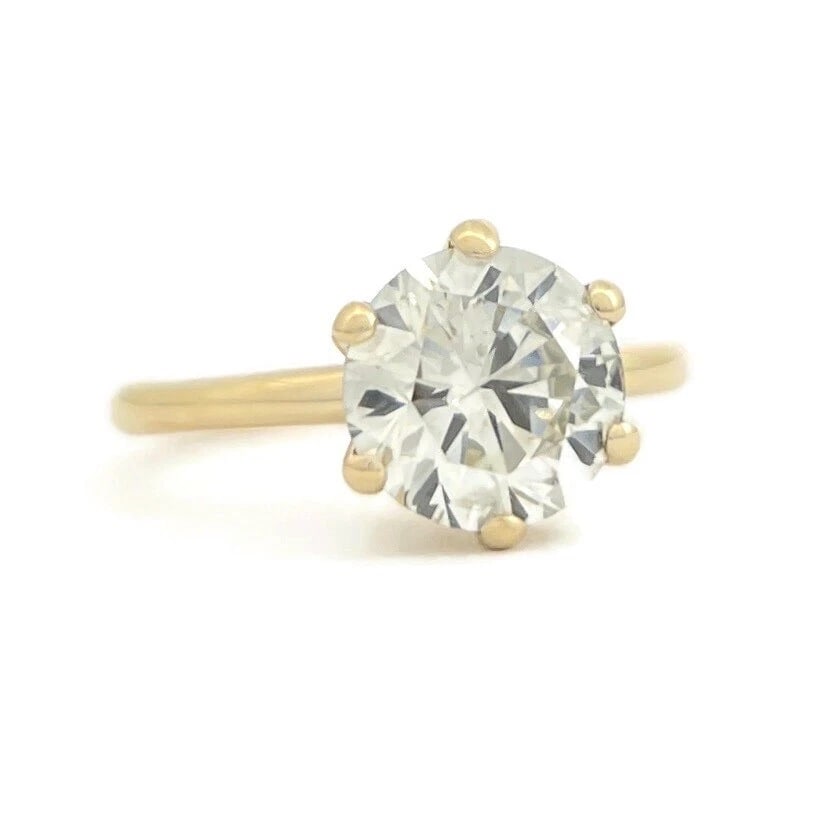 EGL Round Solitaire Diamond 6-Prong Engagement Ring 14K Yellow Gold, 2.00 CT (1 of 12)