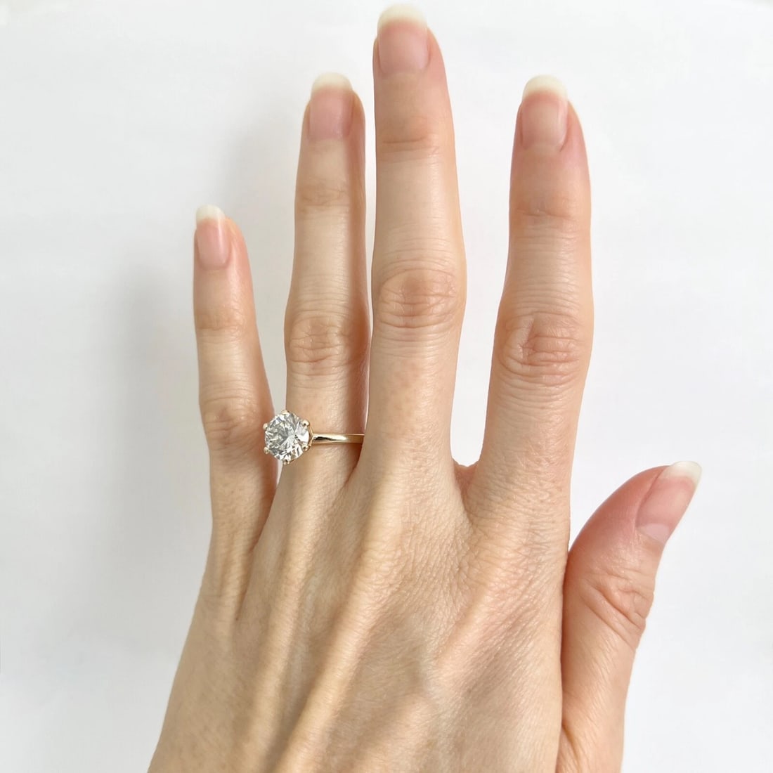 EGL Round Solitaire Diamond 6-Prong Engagement Ring 14K Yellow Gold, 2.00 CT - 8