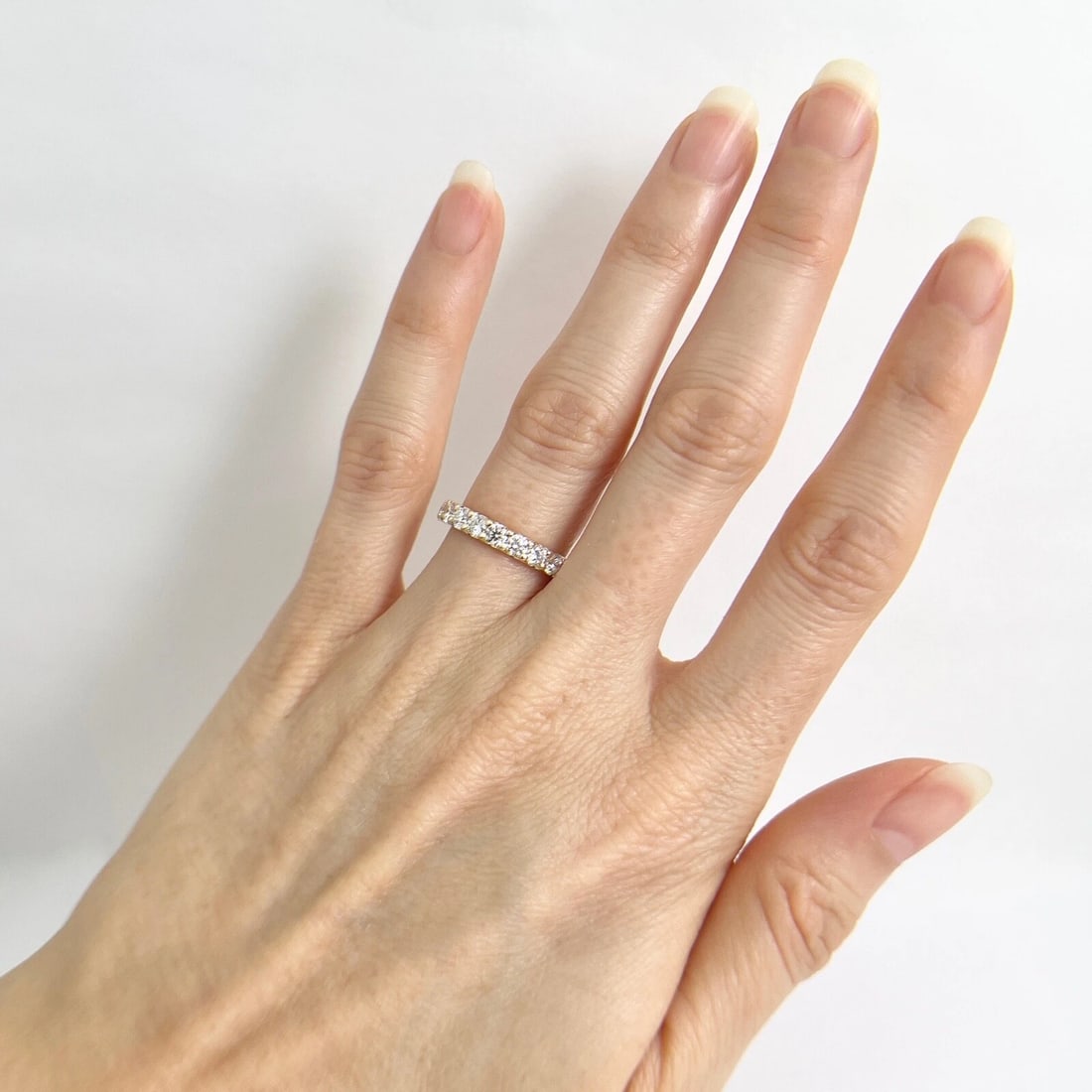 9-Stone Round Diamond Wedding Band Ring Wedding 14K Yellow Gold Size 5.5, .86 TW - 4