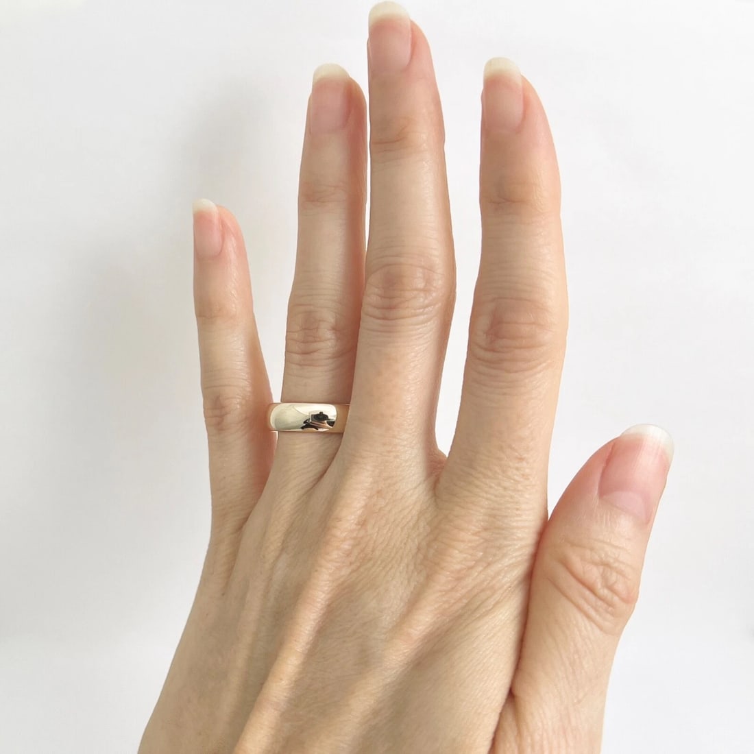 Men's Plain Low Dome Wedding Band Ring 14K Yellow Gold, Size 9, 5.5 mm - 4