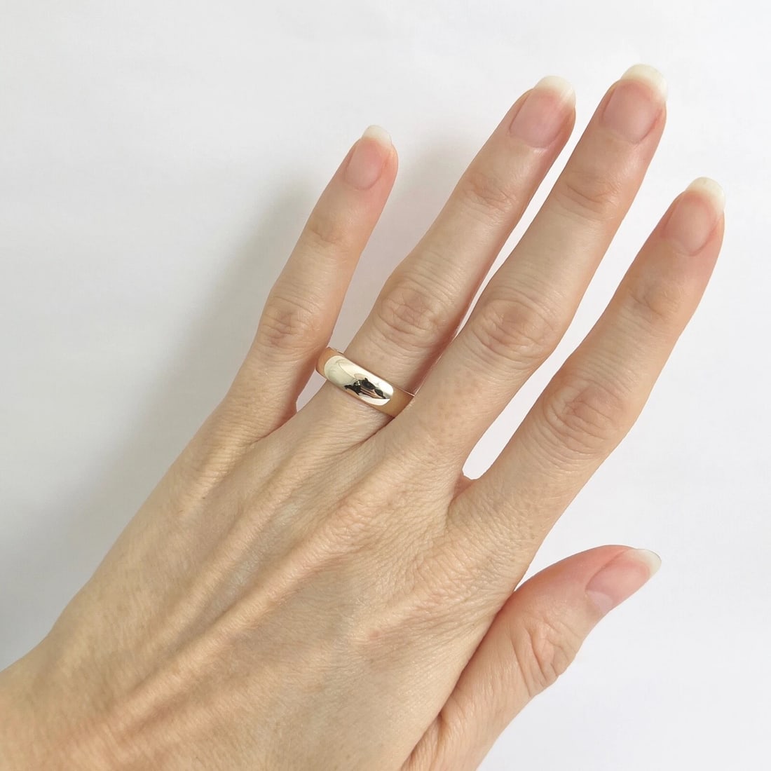 Men's Plain Low Dome Wedding Band Ring 14K Yellow Gold, Size 9, 5.5 mm - 5