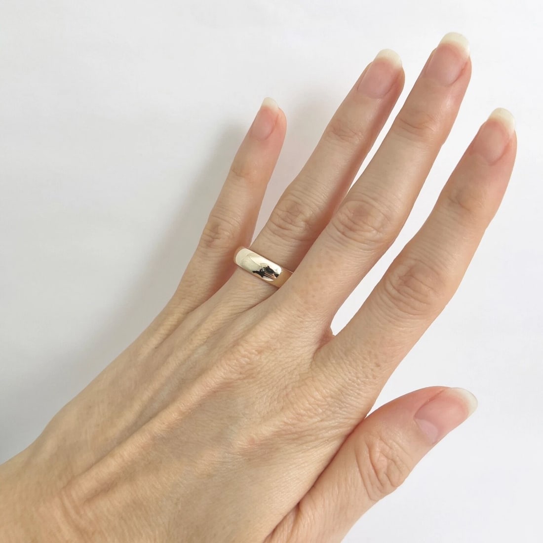 Men's Plain Low Dome Wedding Band Ring 14K Yellow Gold, Size 9, 5.5 mm - 6