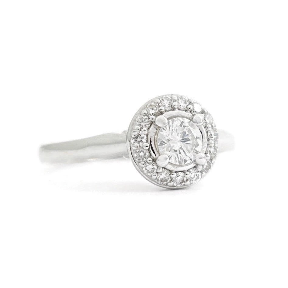 Round Halo Diamond Engagement Ring 14K White Gold, .50 CTW (1 of 10)