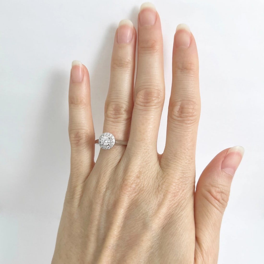 Round Halo Diamond Engagement Ring 14K White Gold, .50 CTW - 3