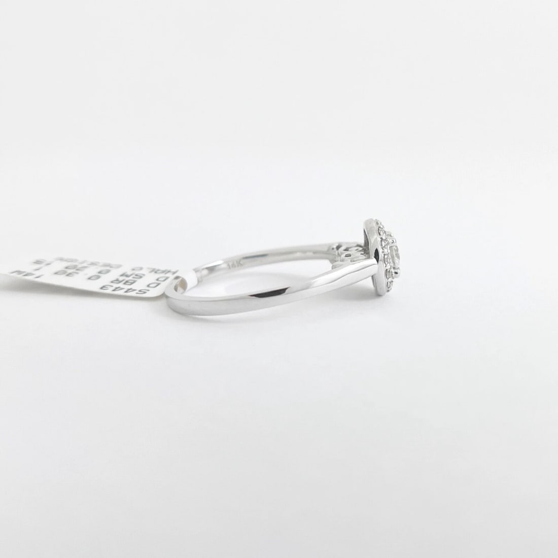 Round Halo Diamond Engagement Ring 14K White Gold, .50 CTW - 8