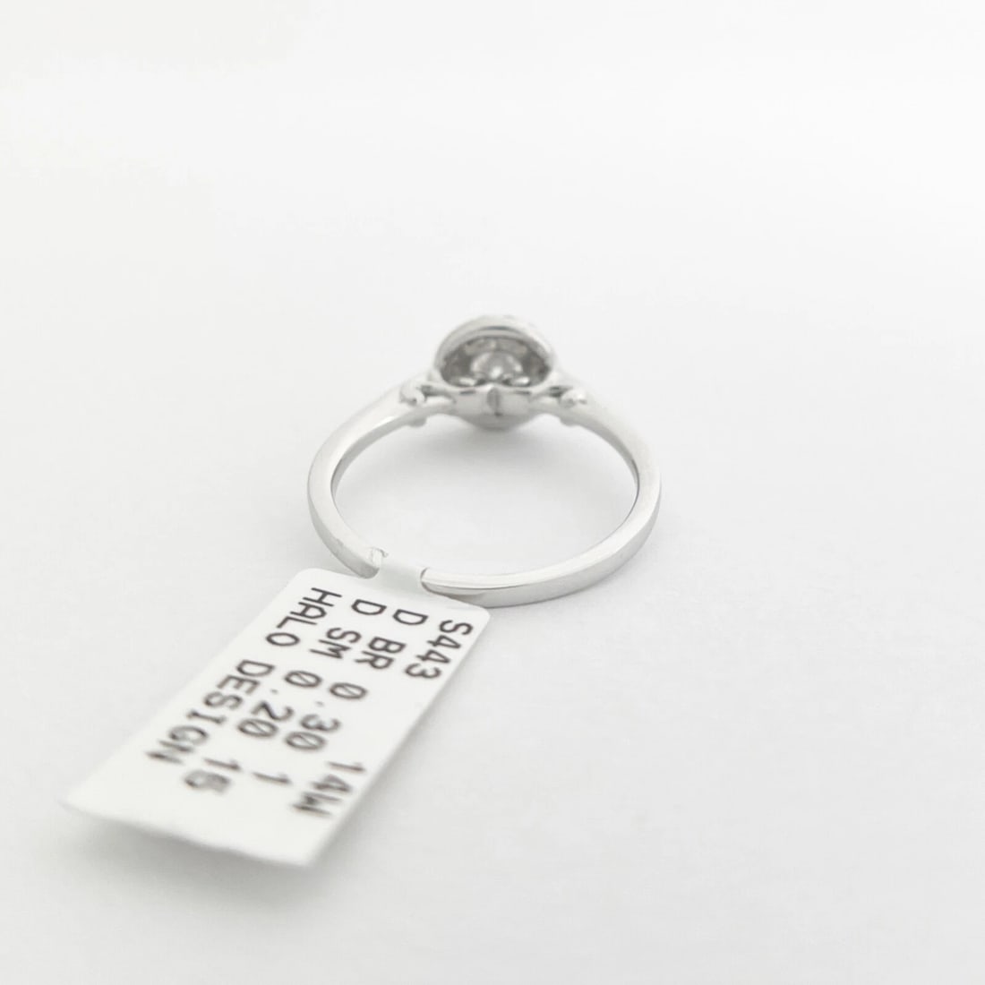 Round Halo Diamond Engagement Ring 14K White Gold, .50 CTW - 9