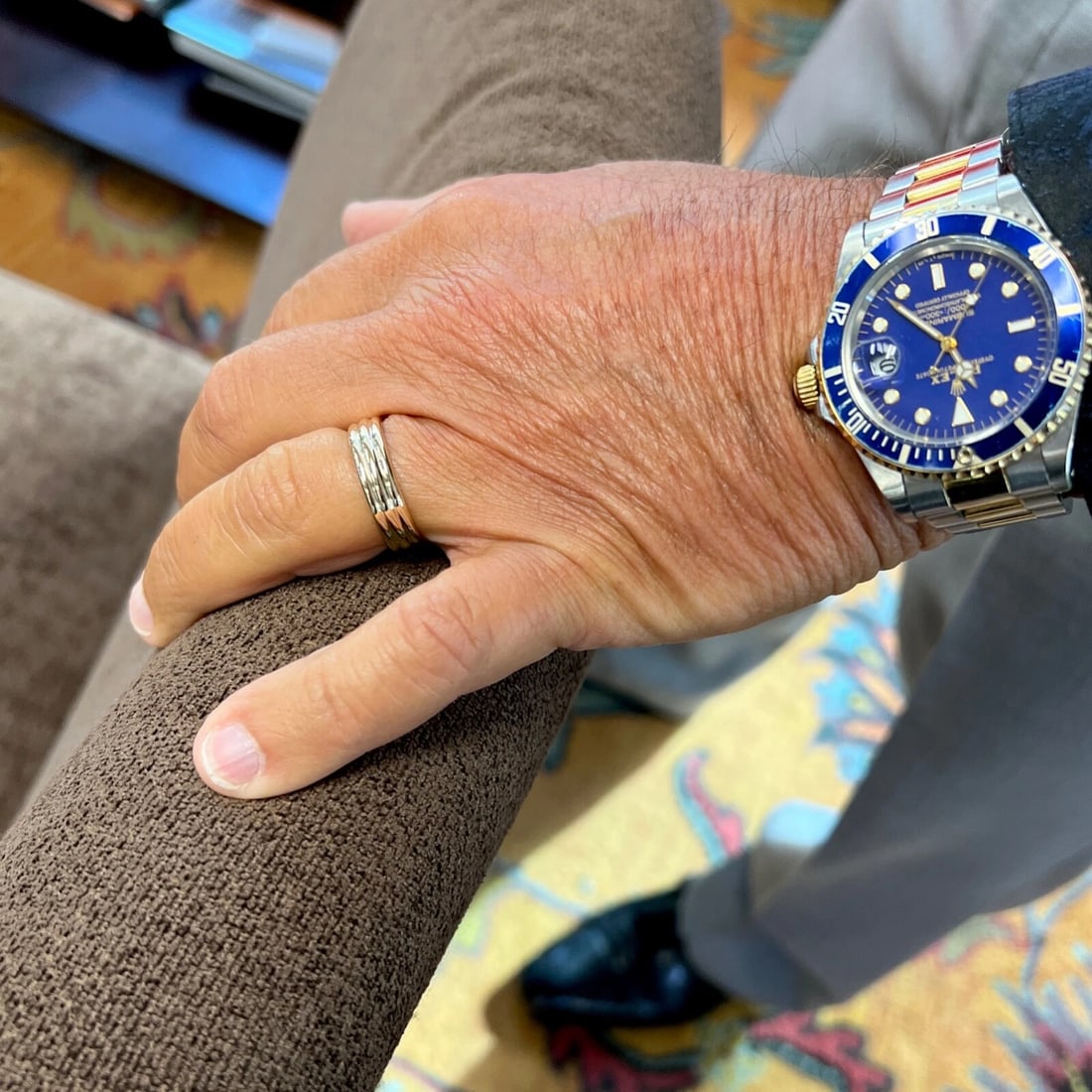 Men's Wide Ribbed Grooved Plain Wedding Band Ring 14K Yellow Gold, Size 10, 6 mm - 5