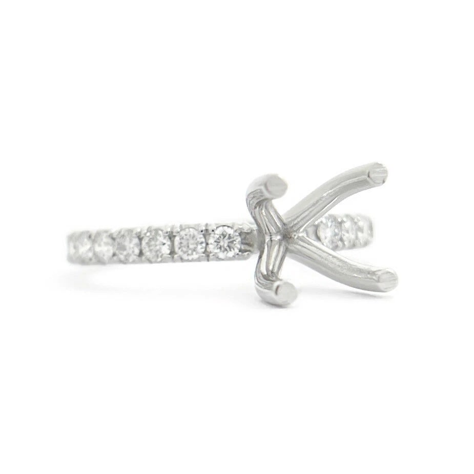 4-Prong Diamond Band Engagement Ring Setting Mounting 14K White Gold .66 CTW - 2