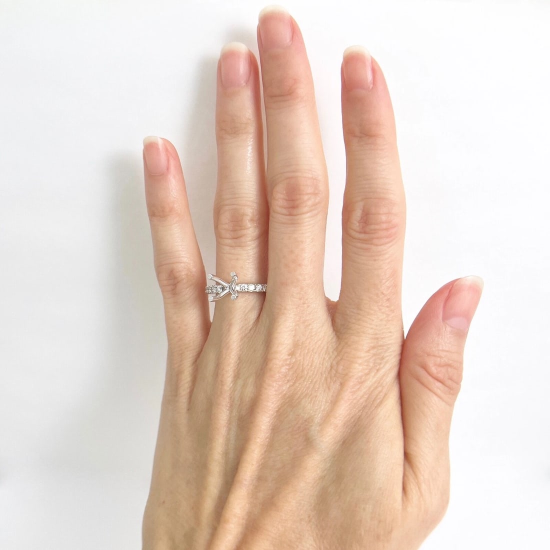 4-Prong Diamond Band Engagement Ring Setting Mounting 14K White Gold .66 CTW - 4