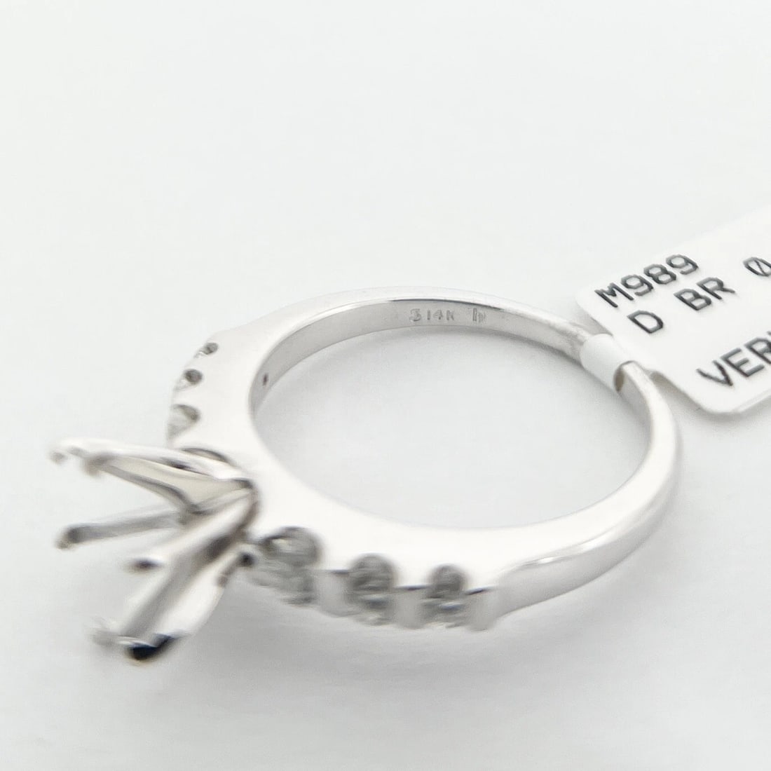 6-Prong Gemlock-Set Diamond Engagement Ring Setting Mounting 14K White Gold - 10