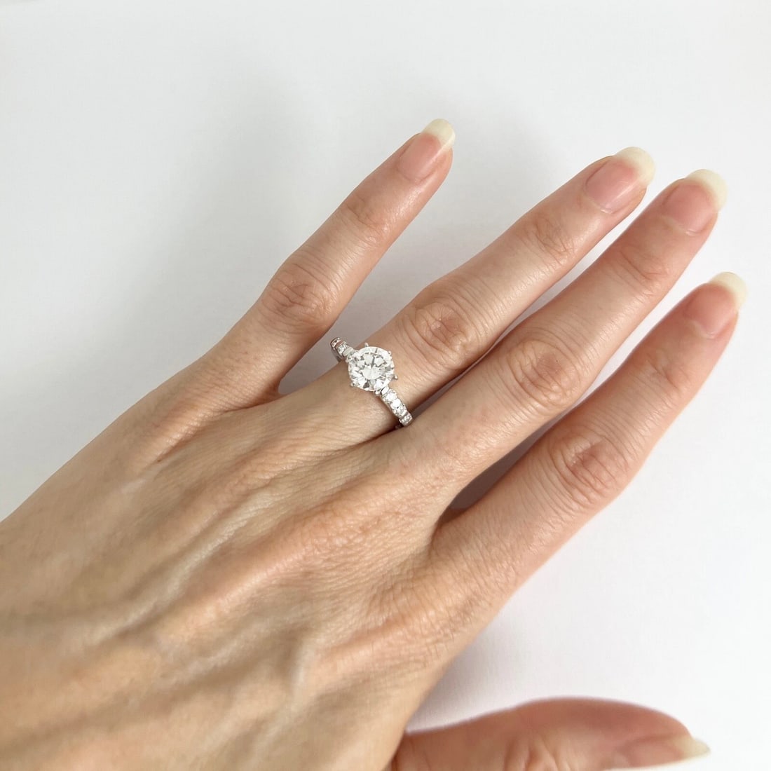 6-Prong Gemlock-Set Diamond Engagement Ring Setting Mounting 14K White Gold - 7