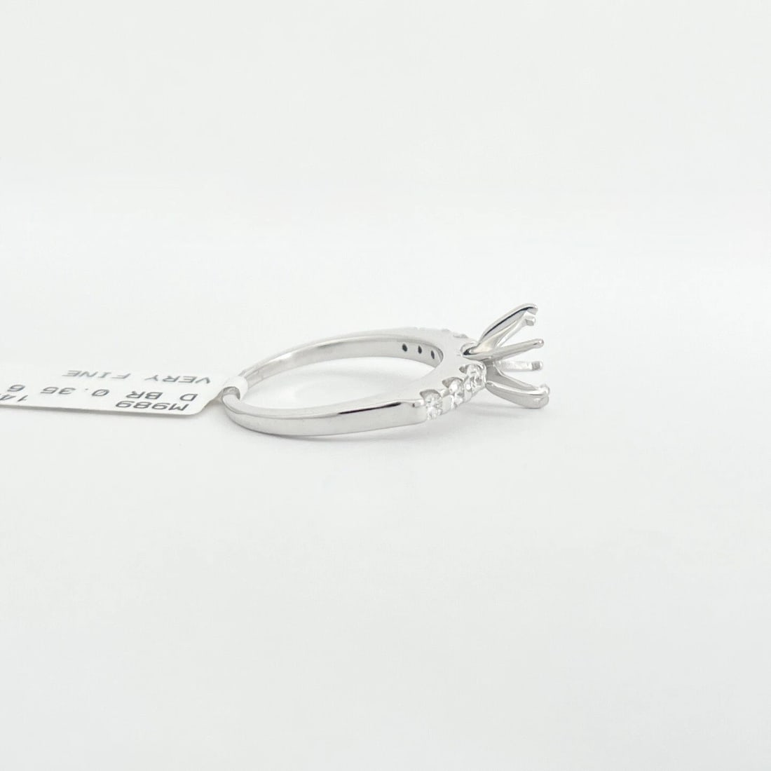 6-Prong Gemlock-Set Diamond Engagement Ring Setting Mounting 14K White Gold - 8