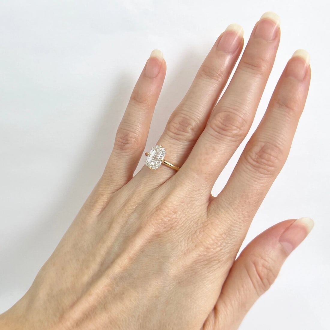 Emerald Cut Solitaire Lab-Created Diamond Engagement Ring 18 Yellow Gold 2.70 CT - 5