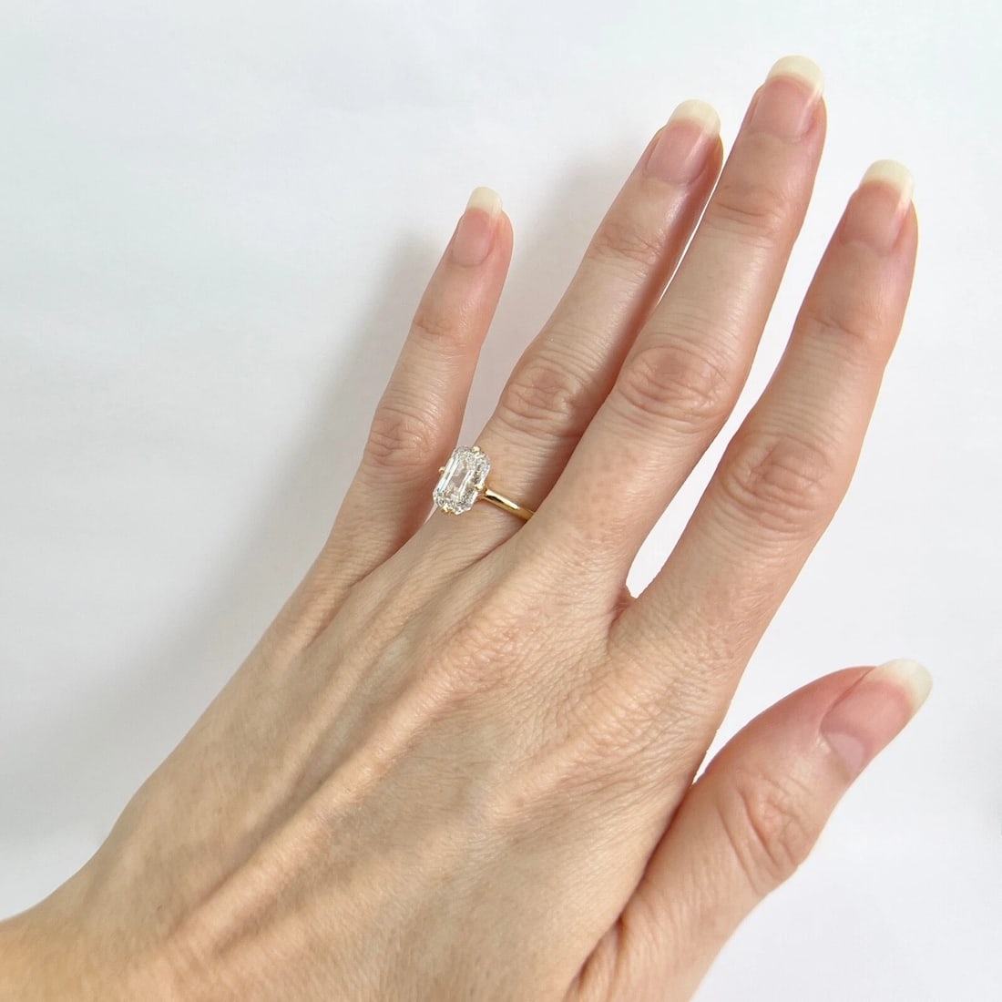 Emerald Cut Solitaire Lab-Created Diamond Engagement Ring 18 Yellow Gold 2.70 CT - 6