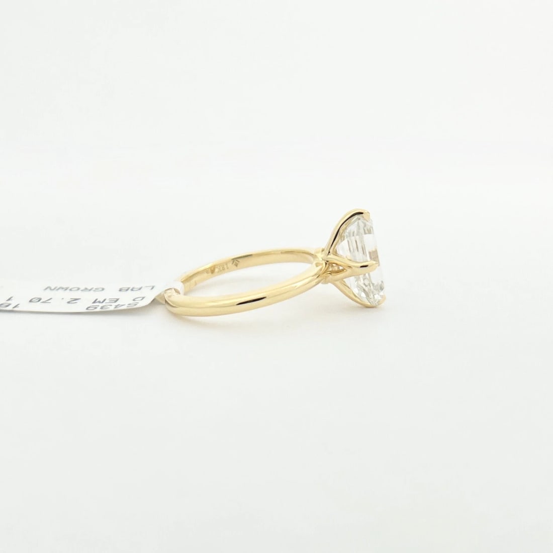 Emerald Cut Solitaire Lab-Created Diamond Engagement Ring 18 Yellow Gold 2.70 CT - 8