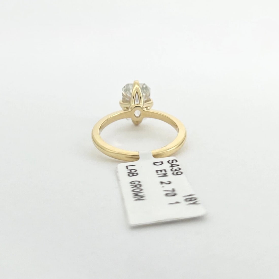 Emerald Cut Solitaire Lab-Created Diamond Engagement Ring 18 Yellow Gold 2.70 CT - 9