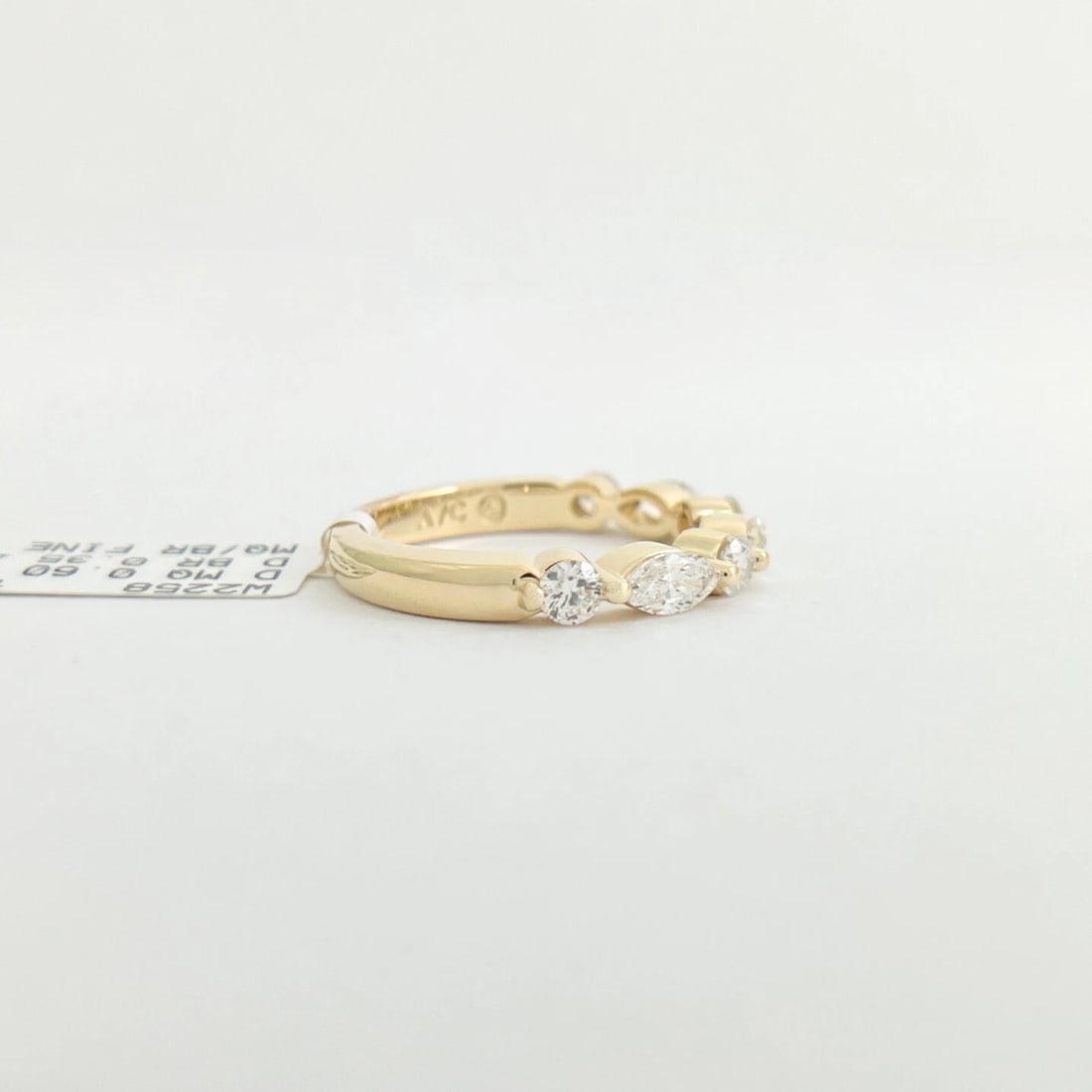 Marquise Round Diamond Wedding Band Anniversary Ring 14K Yellow Gold, .95 CTW - 8