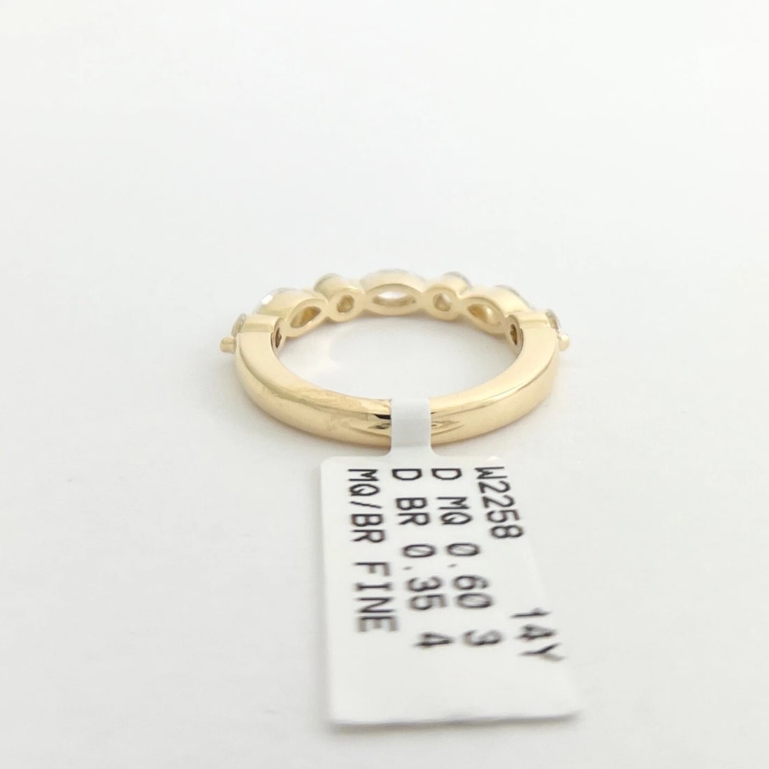 Marquise Round Diamond Wedding Band Anniversary Ring 14K Yellow Gold, .95 CTW - 9