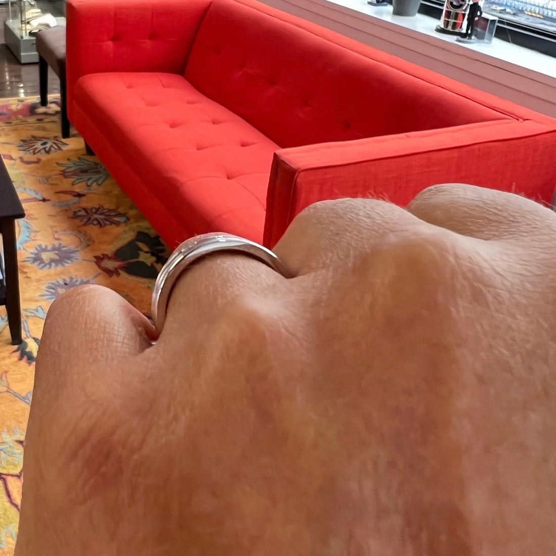 Men's Wide Princess Cut Diamond Groove Wedding Band Ring 14K White Gold, .05 CTW - 6