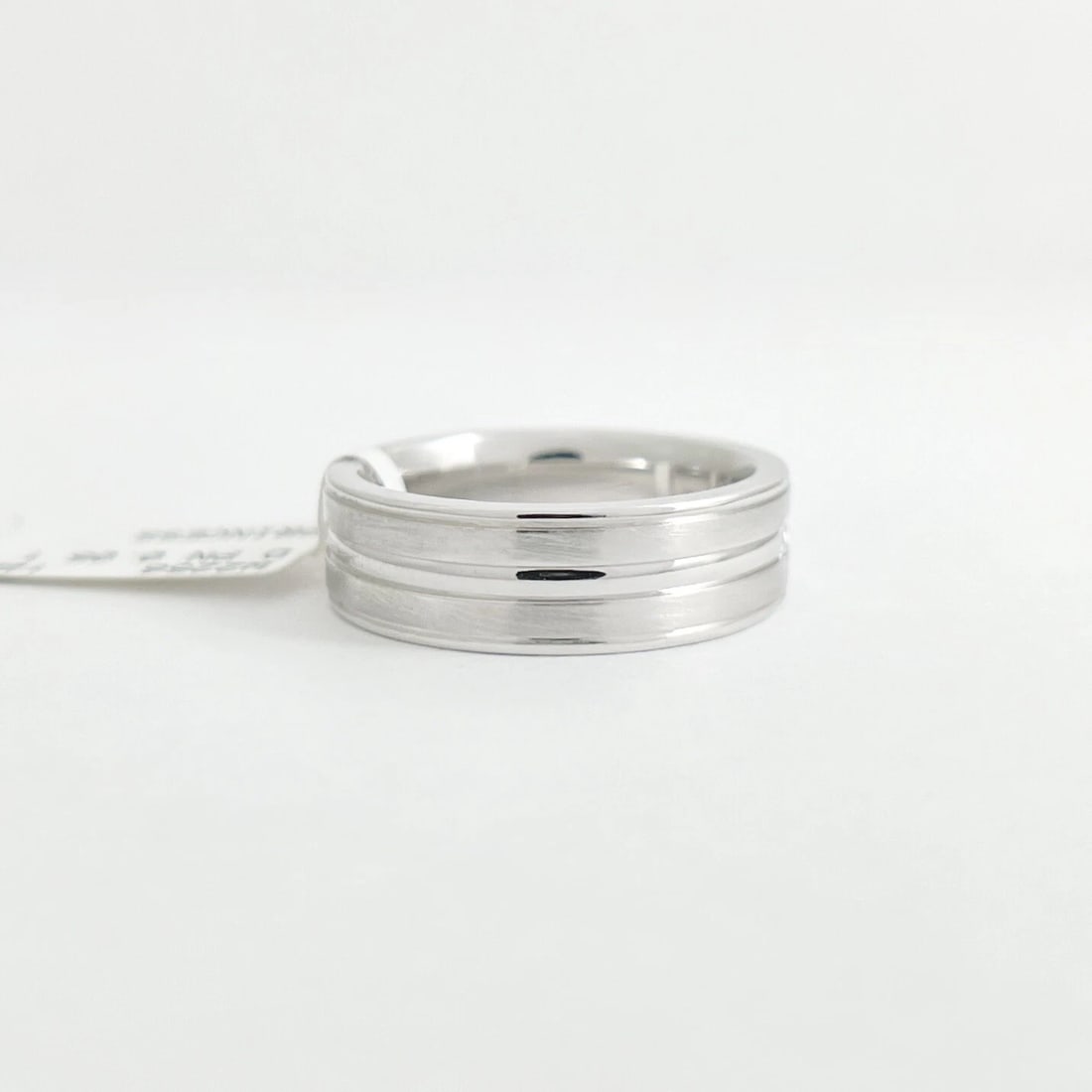 Men's Wide Princess Cut Diamond Groove Wedding Band Ring 14K White Gold, .05 CTW - 7