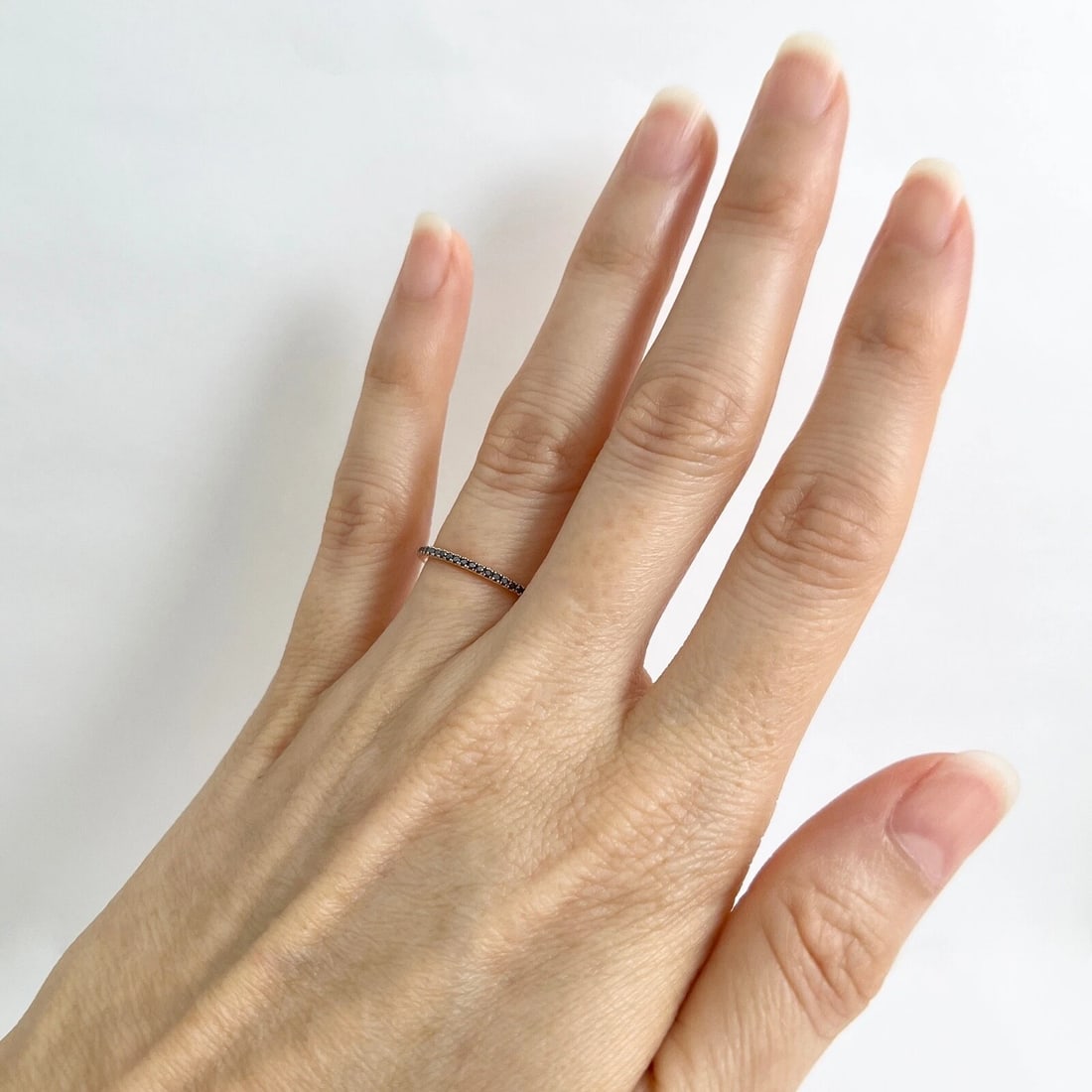 Thin Black Diamond Eternity Ring Band 14K Rose Gold, .45 CTW, Size 5.25, 1.3 mm - 5