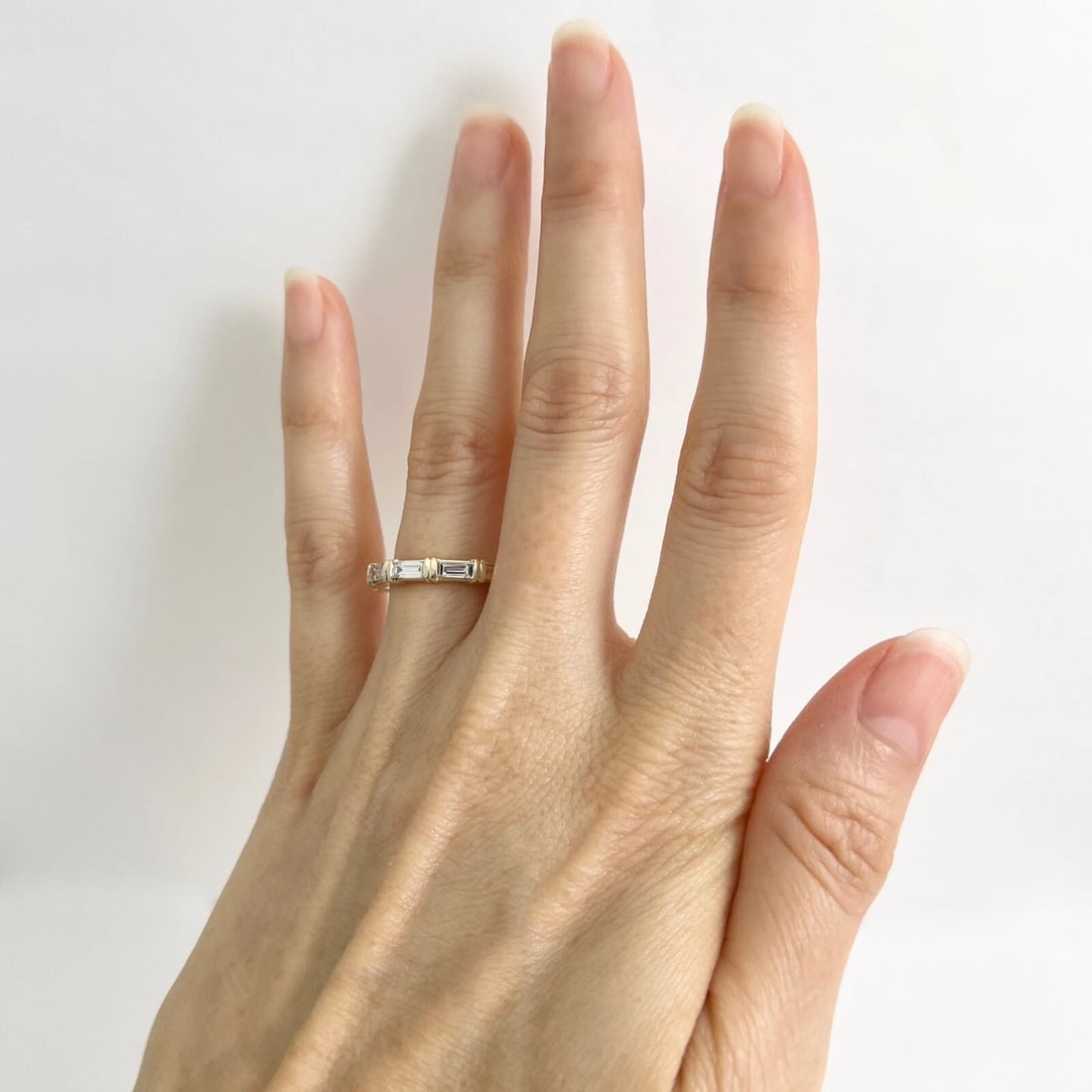 5-Stone Baguette Diamond Wedding Band Anniversary Ring 14K Yellow Gold, .75 CTW - 4