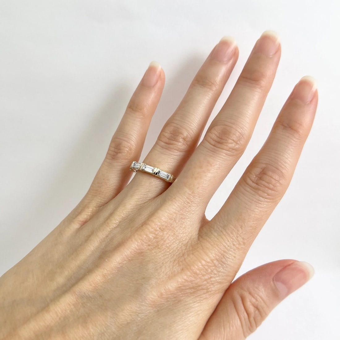 5-Stone Baguette Diamond Wedding Band Anniversary Ring 14K Yellow Gold, .75 CTW - 6