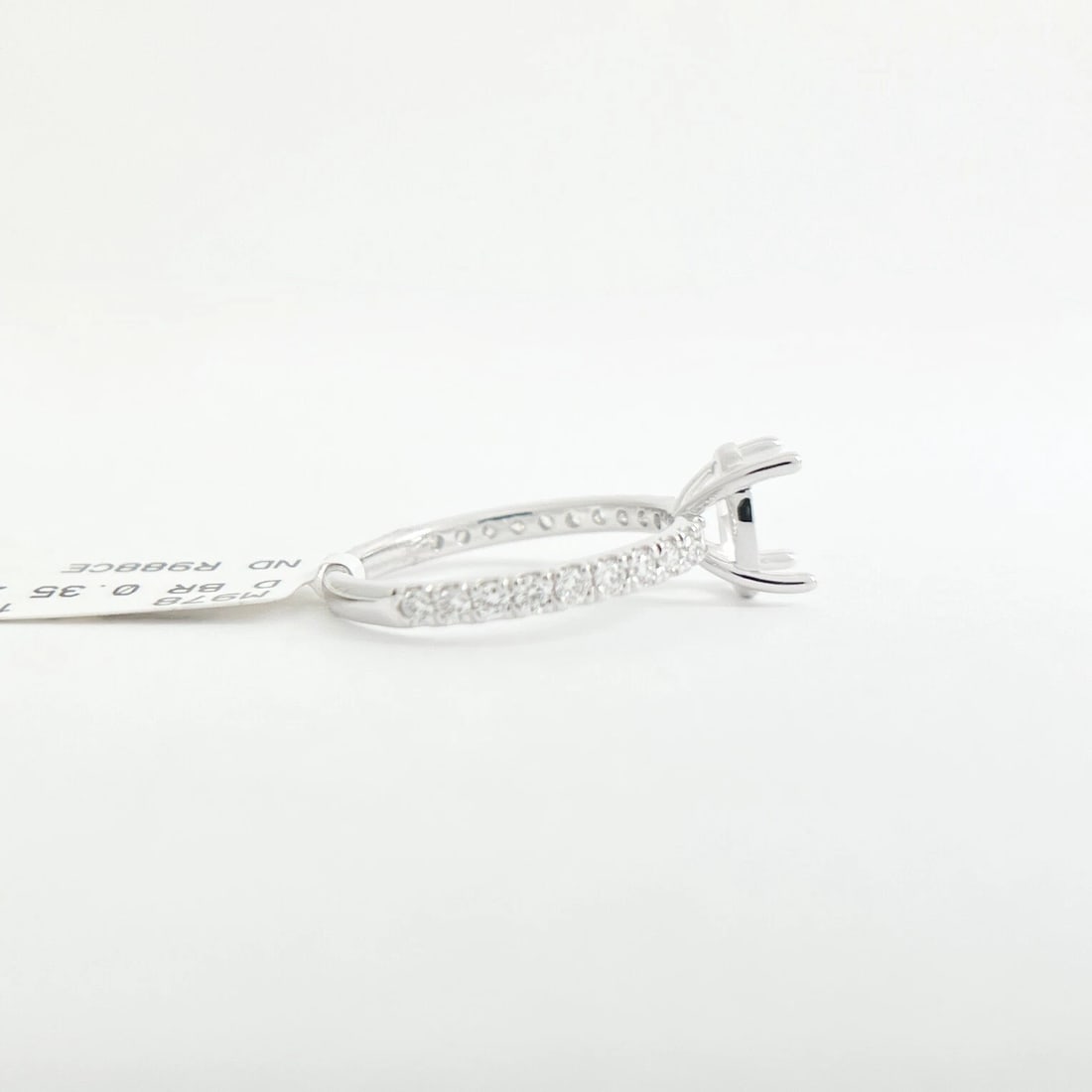 Oval Diamond Band Engagement Ring Setting Mounting 14K White Gold .35 CTW - 9