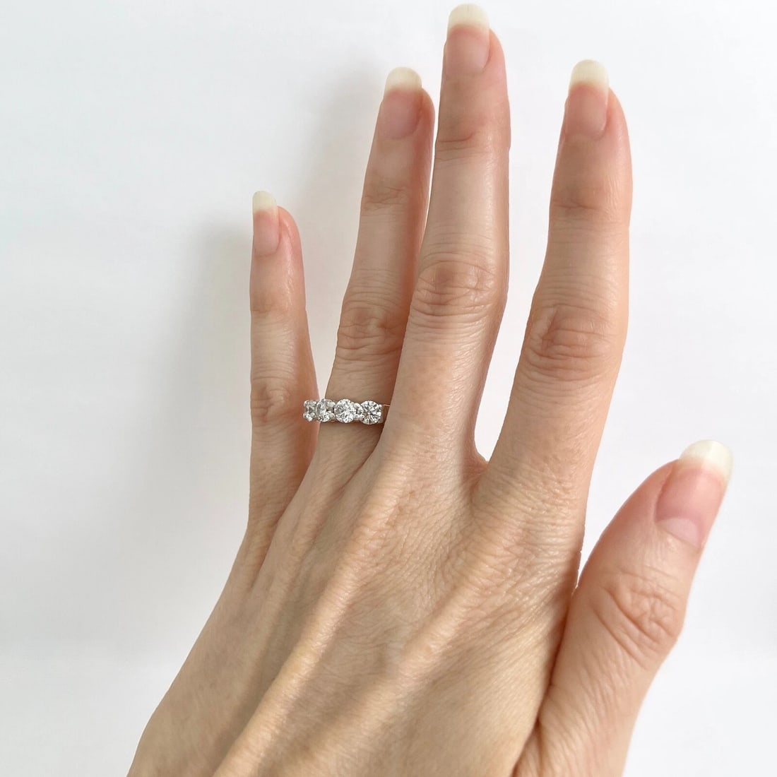 Two-Tone Round 4-Stone Diamond Wedding Band Ring 14K Yellow White Gold 1.27 CTW - 6