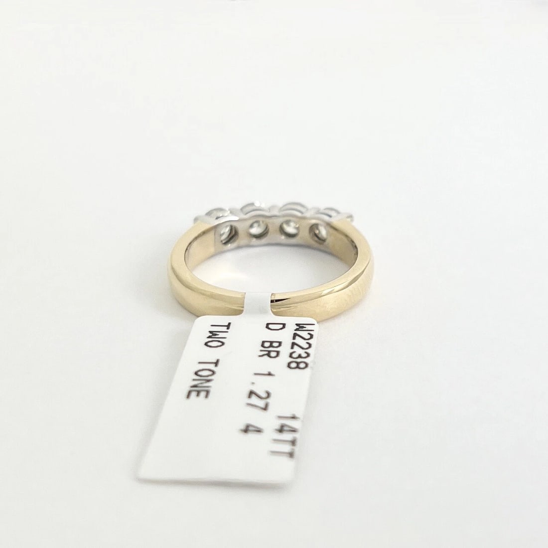 Two-Tone Round 4-Stone Diamond Wedding Band Ring 14K Yellow White Gold 1.27 CTW - 9