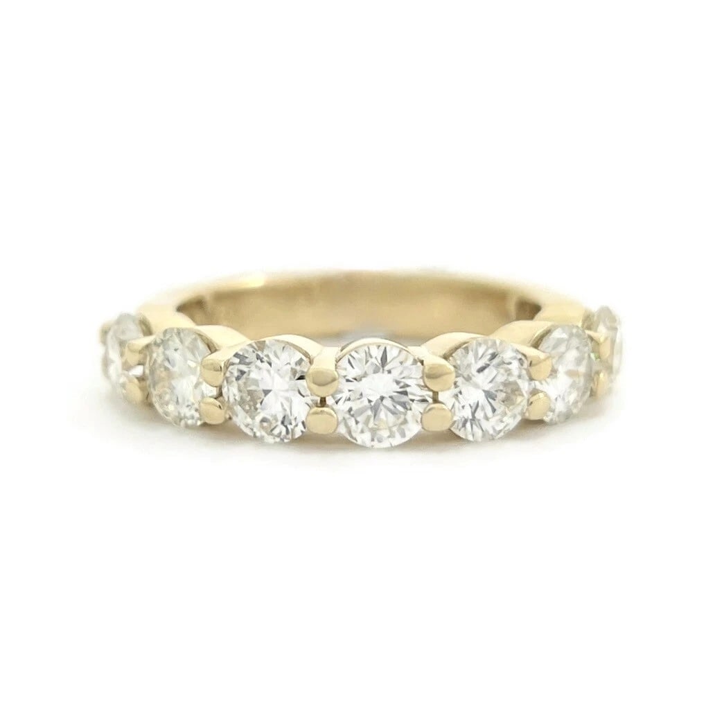 Round 7-Stone Diamond Wedding Band Ring 14K Yellow Gold 2.21 CTW (1 of 10)