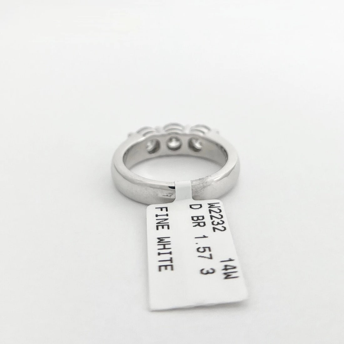 Round 3-Stone Diamond Wedding Band Ring 14K White Gold 1.57 CTW - 10