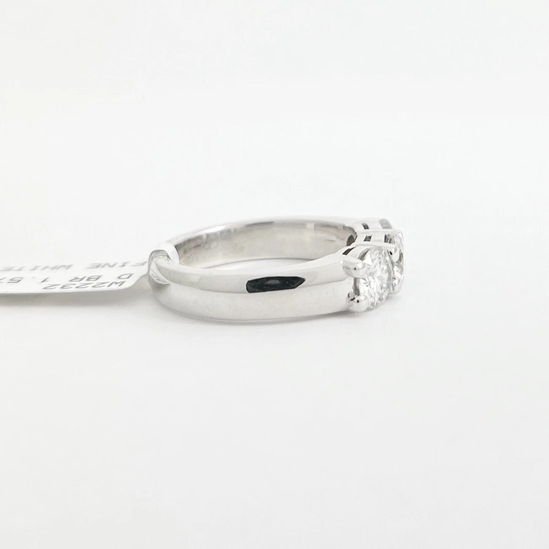 Round 3-Stone Diamond Wedding Band Ring 14K White Gold 1.57 CTW - 9