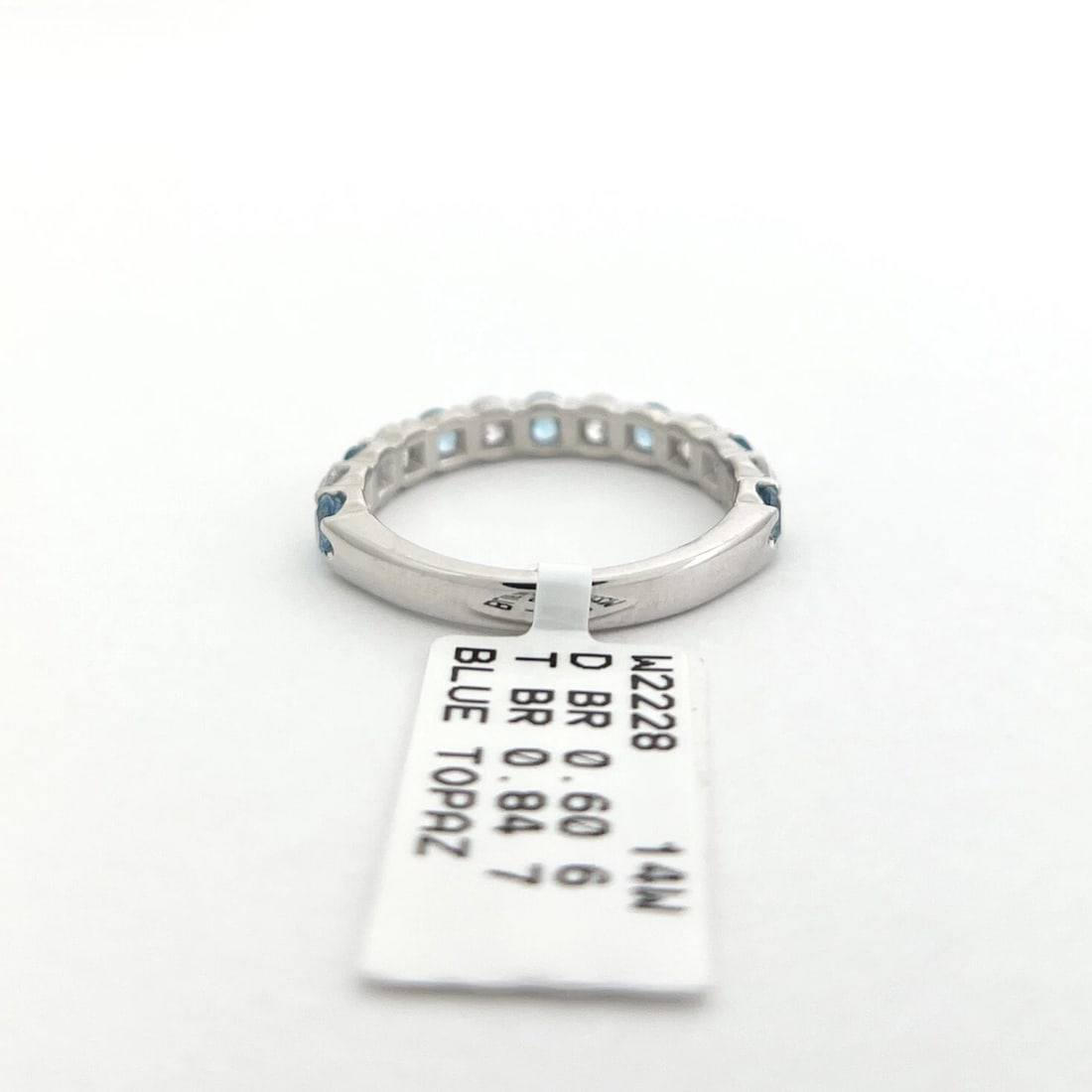 Blue Topaz Diamond Gemstone Wedding Band Ring 14K White Gold 1.44 CTW - 11
