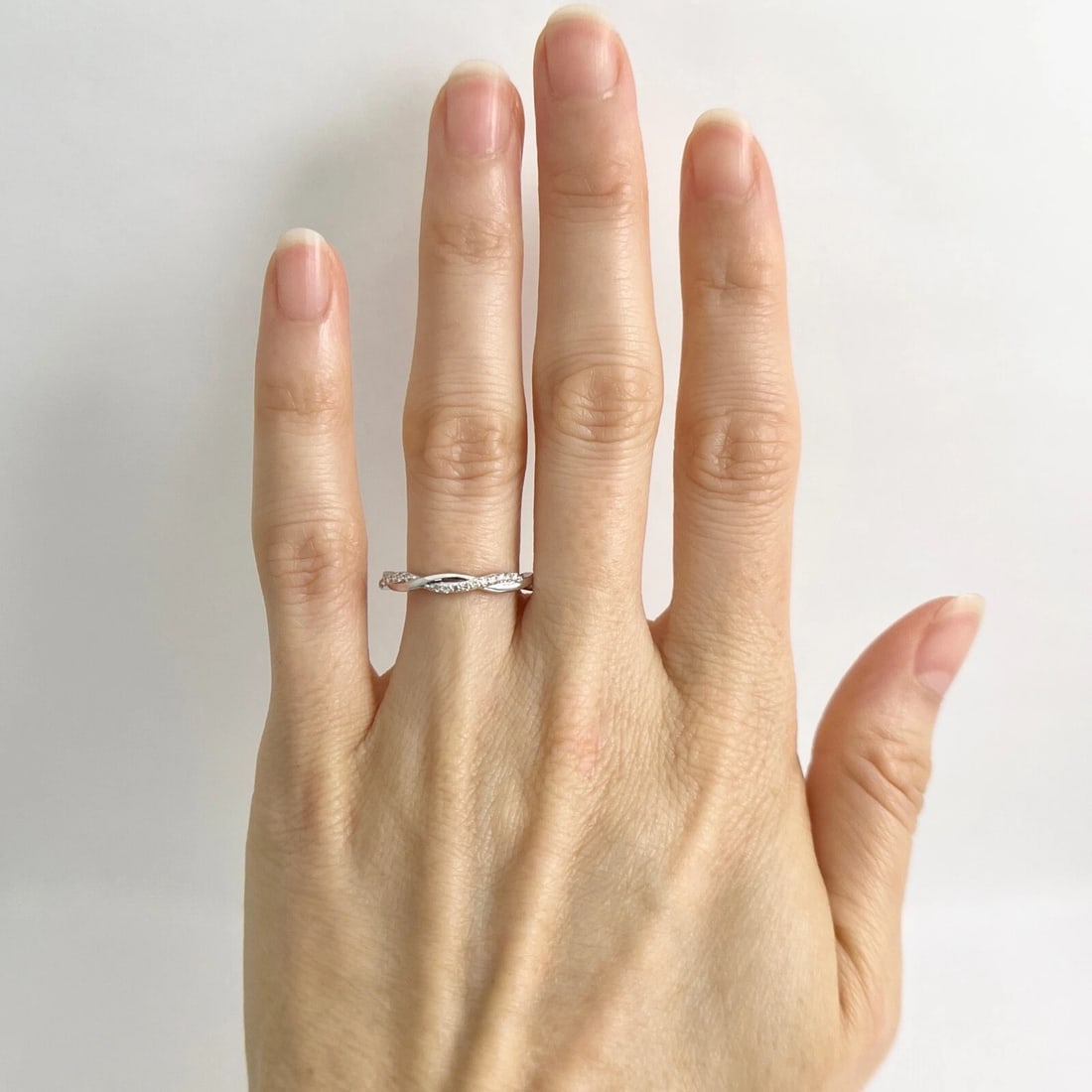 Diamond Infinity Twist Wedding Band Ring 14K White Gold .18 CTW, 2.49 Grams - 3