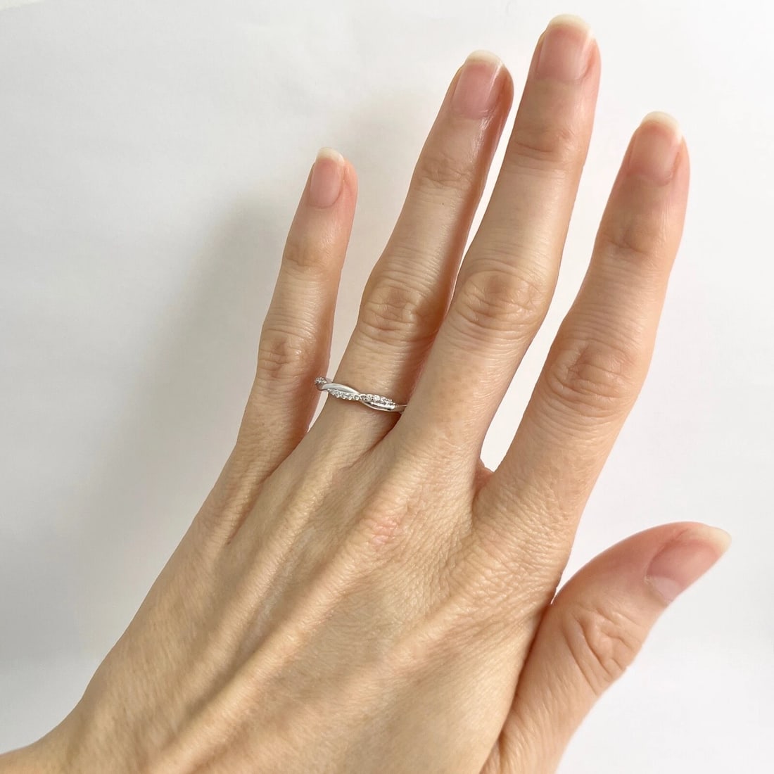 Diamond Infinity Twist Wedding Band Ring 14K White Gold .18 CTW, 2.49 Grams - 6