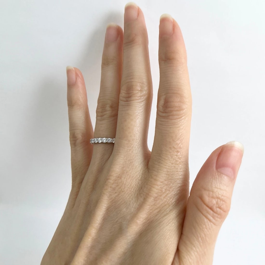 9-Stone Round Diamond Ring Wedding Band Platinum .52 CTW, Size 5 - 4