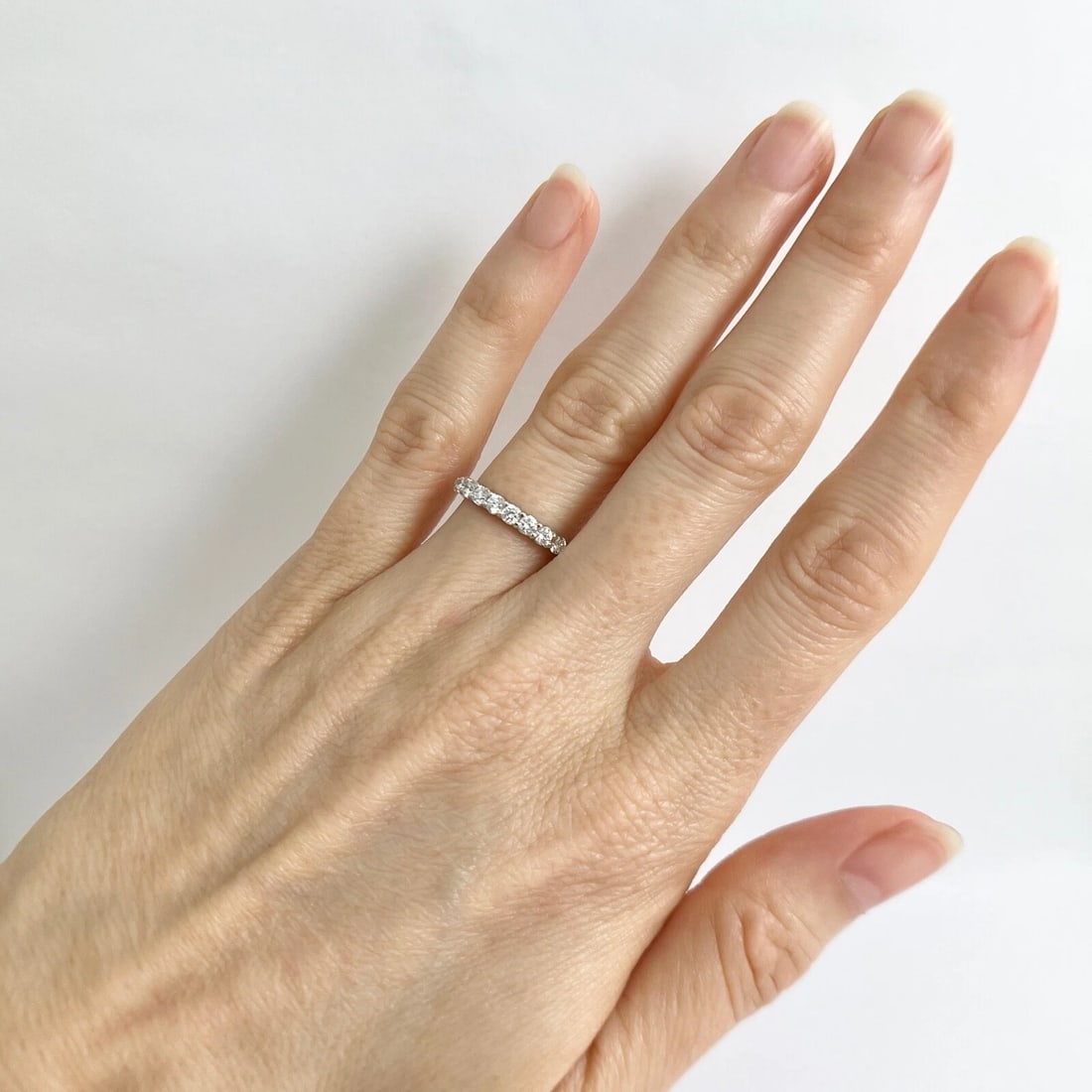 9-Stone Round Diamond Ring Wedding Band Platinum .52 CTW, Size 5 - 5