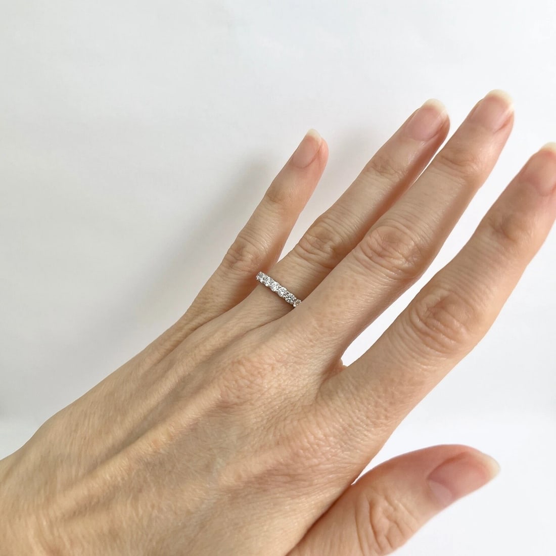 9-Stone Round Diamond Ring Wedding Band Platinum .52 CTW, Size 5 - 7