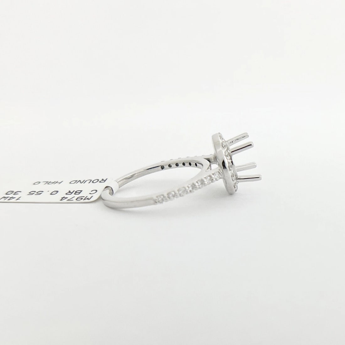 Round Halo Diamond Engagement Ring Setting Mounting 14K White Gold .55 CTW - 8