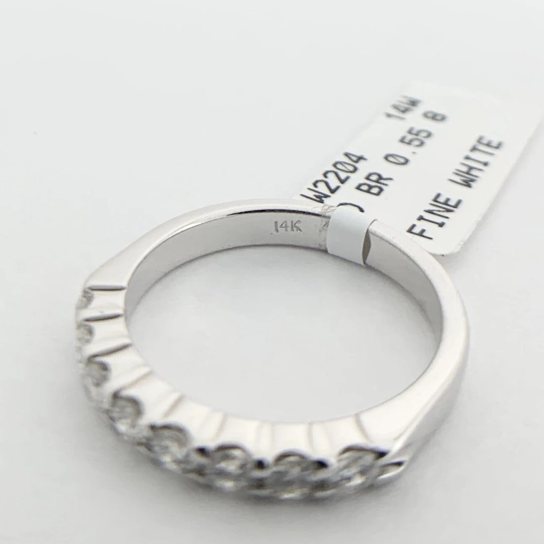 8-Stone Round Diamond Ring Wedding Band 14K White Gold .55 CTW, Size 6 - 10