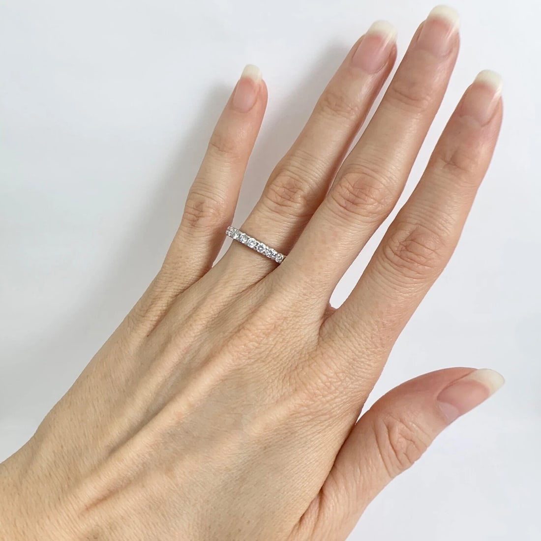 8-Stone Round Diamond Ring Wedding Band 14K White Gold .55 CTW, Size 6 - 5