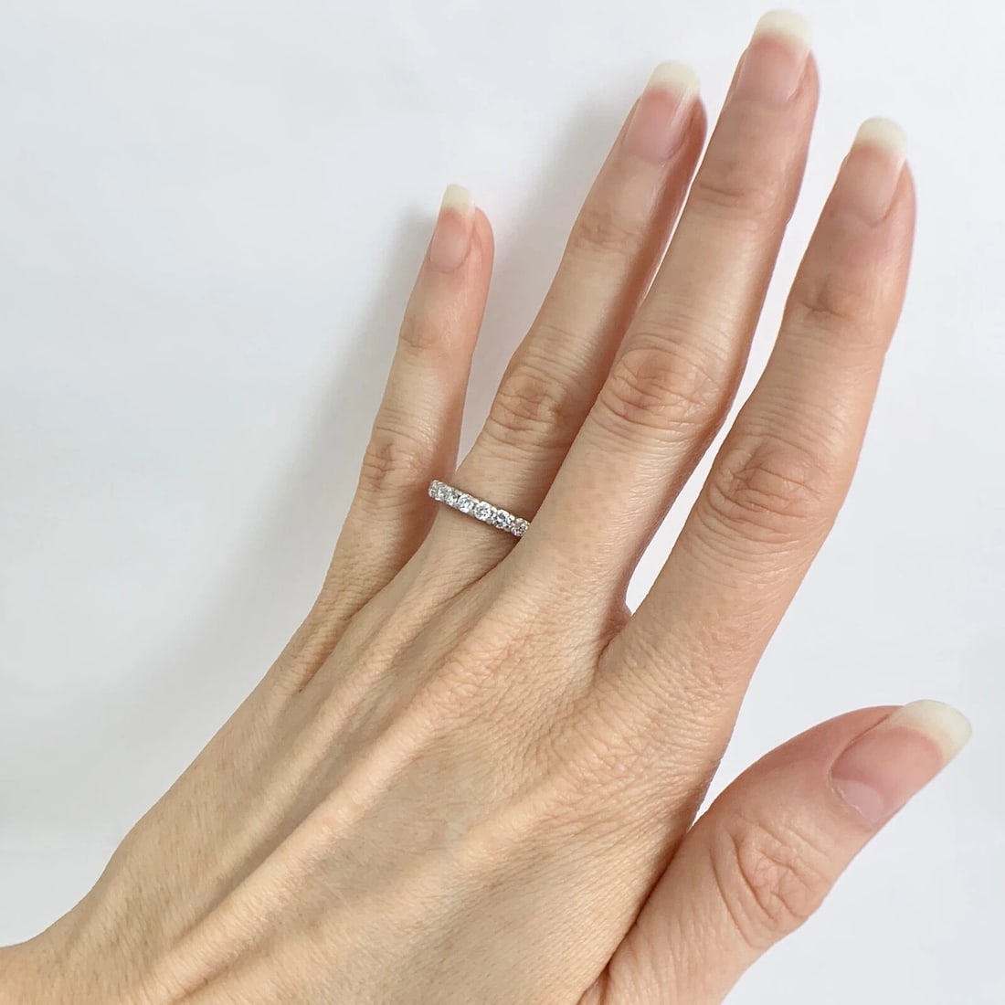 8-Stone Round Diamond Ring Wedding Band 14K White Gold .55 CTW, Size 6 - 6