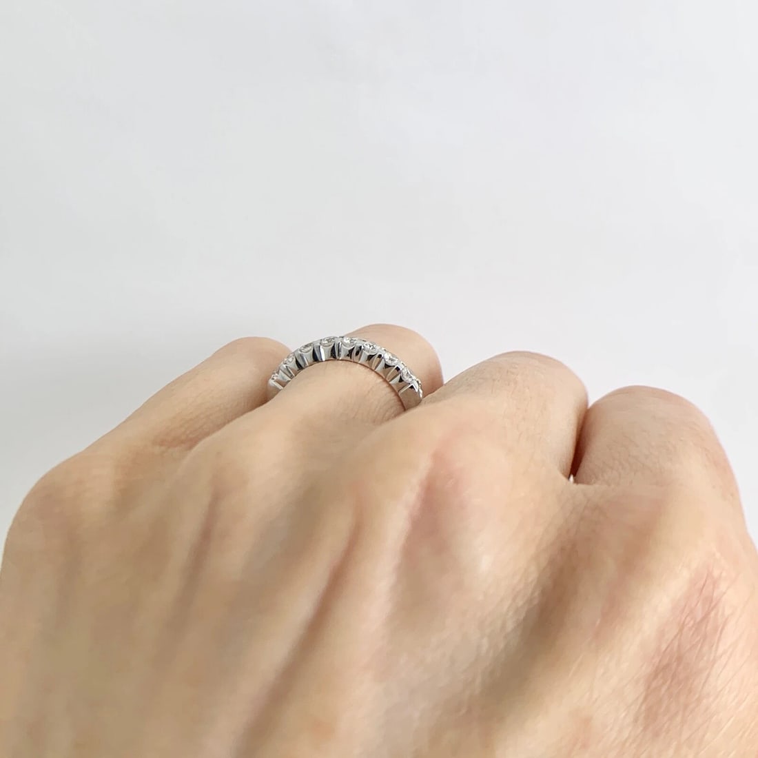 8-Stone Round Diamond Ring Wedding Band 14K White Gold .55 CTW, Size 6 - 7