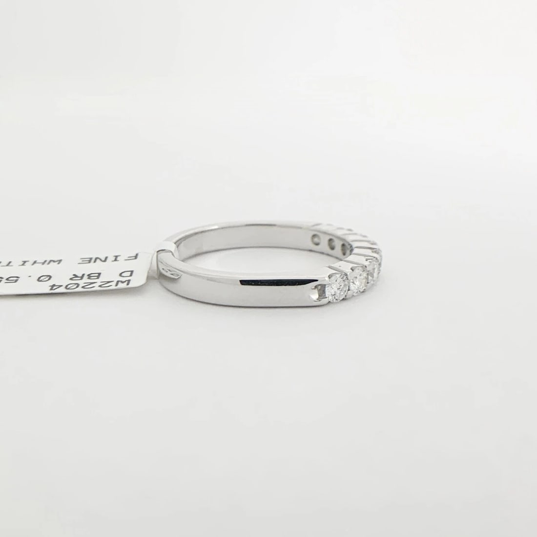 8-Stone Round Diamond Ring Wedding Band 14K White Gold .55 CTW, Size 6 - 8