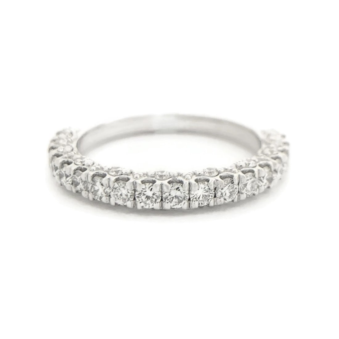 3-Sided Milgrain Diamond Ring Wedding Band 14K White Gold 1.03 CTW, Size 7 - 2