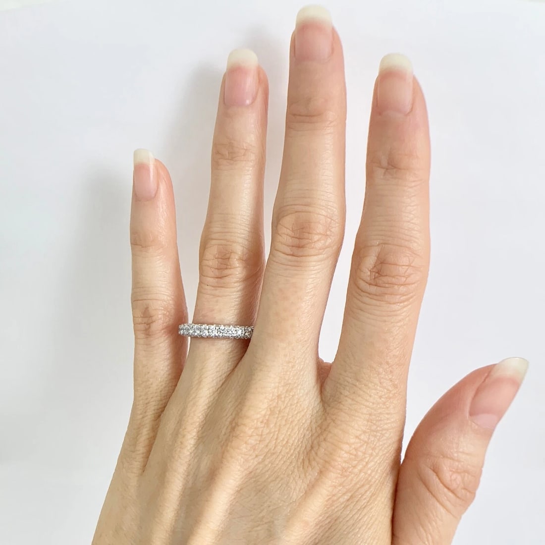 3-Sided Milgrain Diamond Ring Wedding Band 14K White Gold 1.03 CTW, Size 7 - 5